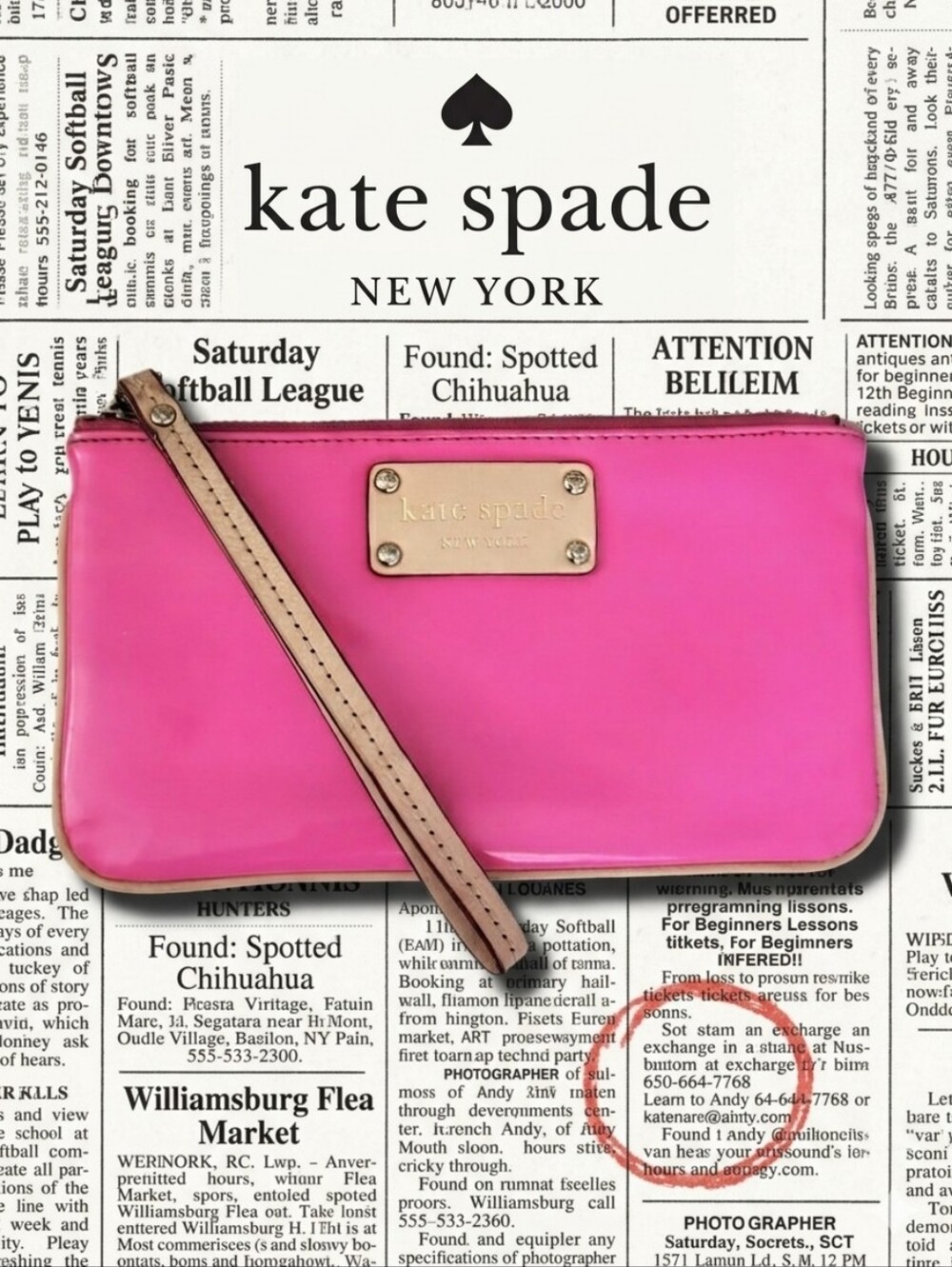 Kate Spade Newspaper Print Wristlet